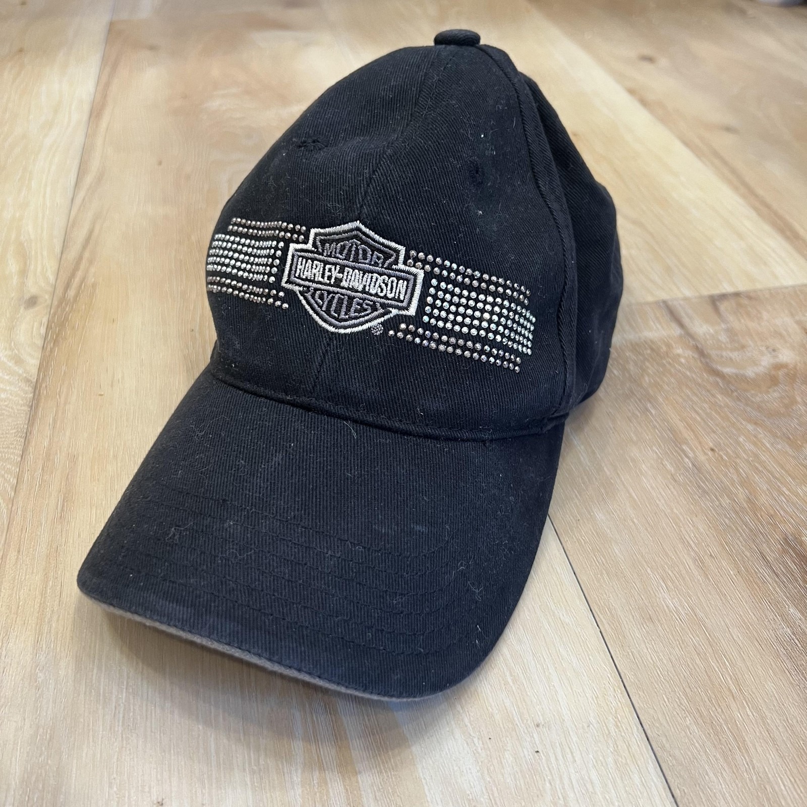 HarleyDavidson Hat Cap Strap Back Womens Bling Black Daytona Beach Rhinestone